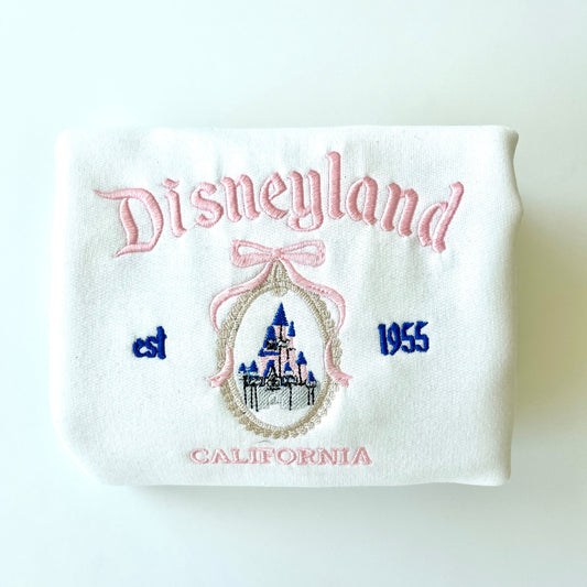 Disneyland Pink Bow Sweatshirt, Embroidered